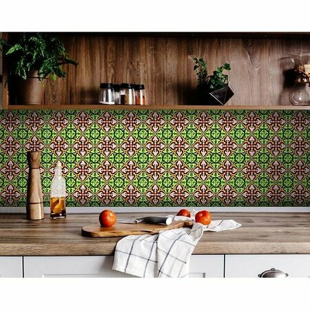 HOMEROOTS 5 x 5 in. Green Leva Removable Peel & Stick Tiles 400296